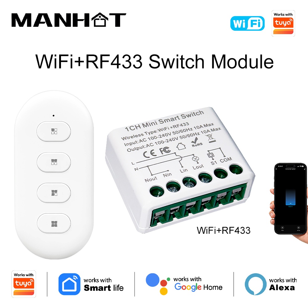 Diy Automation - Interrupteurs intelligents Tuya WIFI 10A, interrupteurs