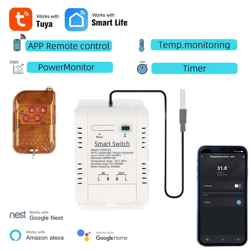 Sonoff Basic Switch - Tuya Wifi 16A/20A interrupteur intelligent de