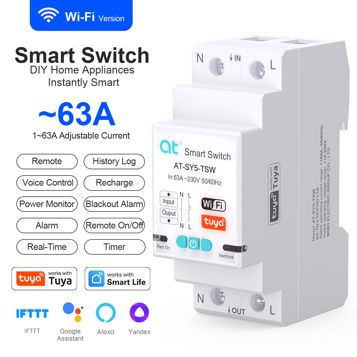Home Automation Industry - Disjoncteur intelligent Tuya WiFi, contrôle à